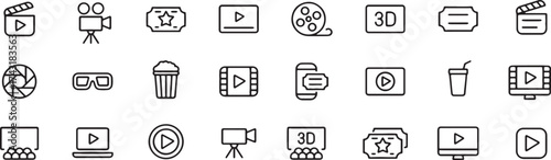 Diverse collection of cinema and movie related icons