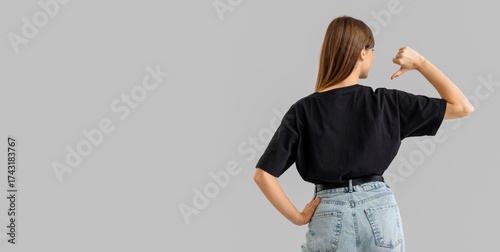 Young woman in black t-shir...