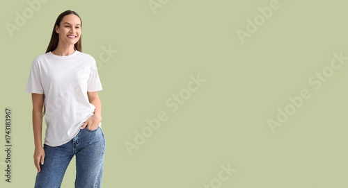 Young woman in white t-shir...
