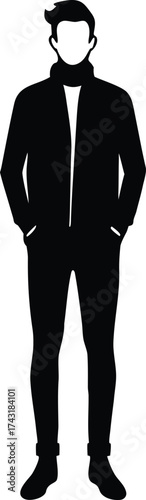 Full body silhouette of a man in a suit