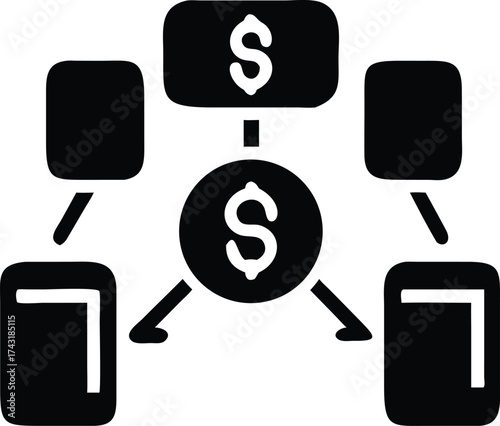 Financial icon, investment strategies and monetary flow icon