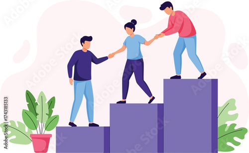Teamwork collaboration helping hand support concept illustration
