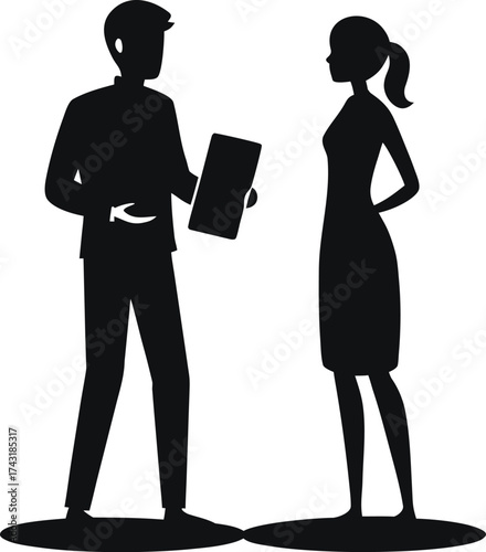 Man and woman in conversation silhouette