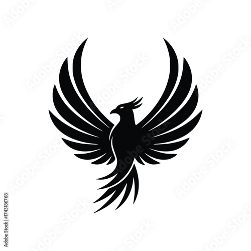 Majestic Phoenix Bird Rising Silhouette Logo