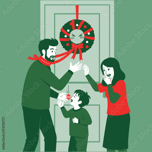 Child Swallowing Christmas Ornament with Shocked Parents