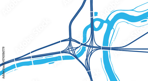 City map with highways rivers and streets for navigation use