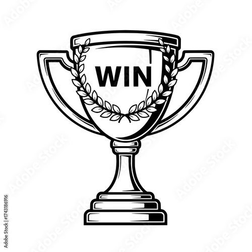 Golden Trophy of Victory: A detailed graphic of a golden trophy, a symbol of achievement and success, ideal for representing triumphs.