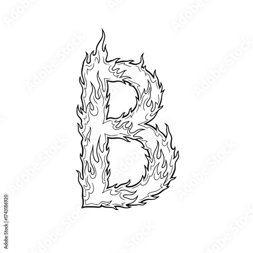 Burning Initial B: A stylized artistic rendition of the letter B ablaze with vibrant, dynamic flames, showcasing a creative blend of typography and fiery imagery.