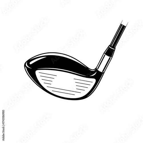 Golf Club Silhouette: A sleek, monochrome depiction of a golf club head and shaft, embodying the essence of precision, skill, and the timeless allure of the sport.