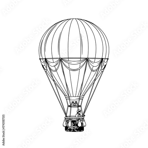 Hot Air Balloon: A detailed illustration of a classic hot air balloon, showcasing its intricate design.