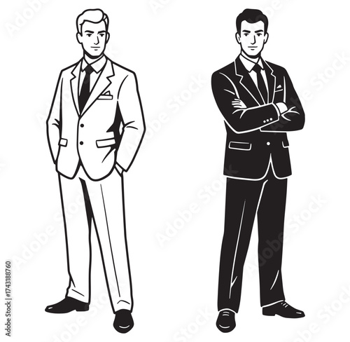 Professional businessman poses in two different outfits representing style and business confidence
