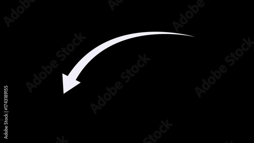 arrow down business graph icon animation. business chart concept. A neon down business graph icon displays a glowing, downward-sloping line or bar chart, symbolizing decline, loss, or negative trends.