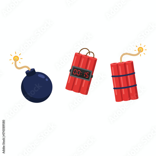 Dynamite sticks and bomb