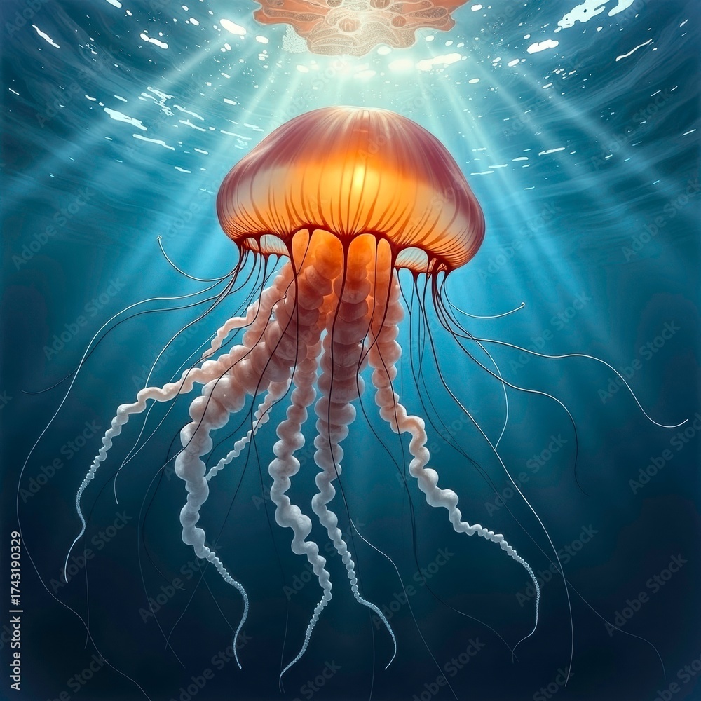 Obraz premium Jellyfish posture under bright light