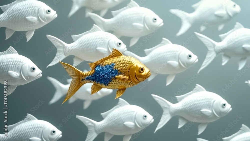 Naklejka premium Group Fish Art Pattern