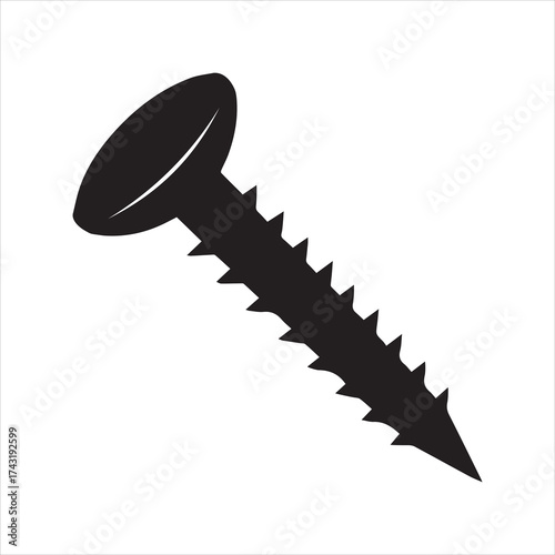 Silhouette of a screw tool on transparent background