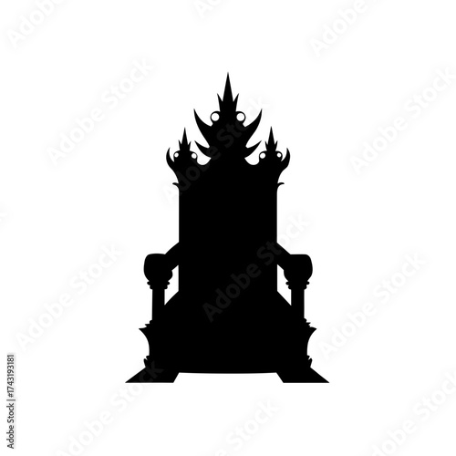 Silhouette of an ornate throne on transparent background