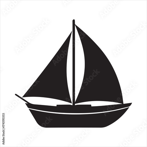 Silhouette of a sailboat on transparent background