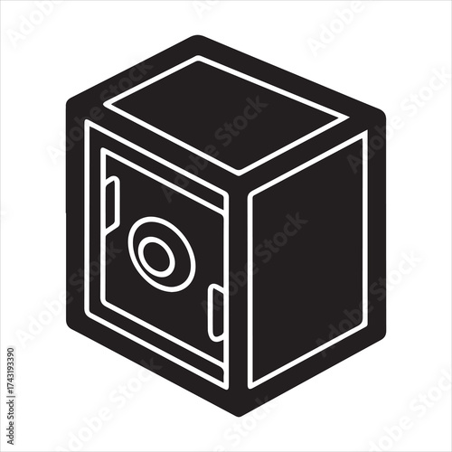 Isometric security safe on transparent background silhouette