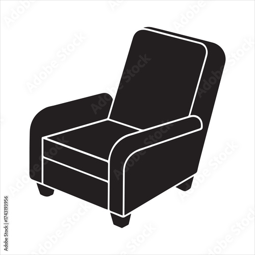 Silhouette of an armchair on transparent background
