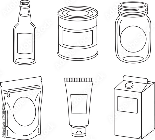 Bathroom and skincare containers collection outline