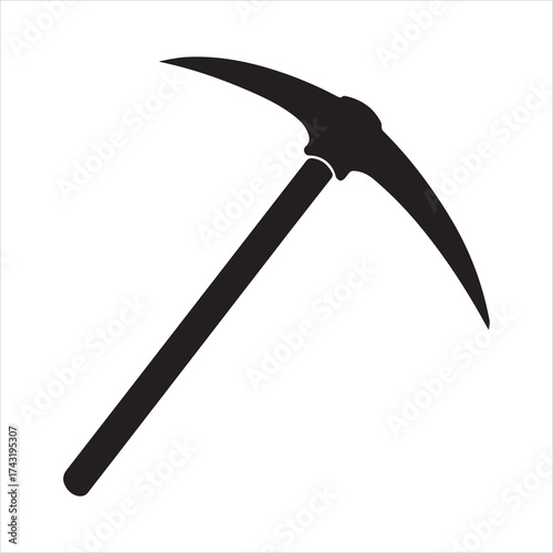 Silhouette of a pickaxe on transparent background