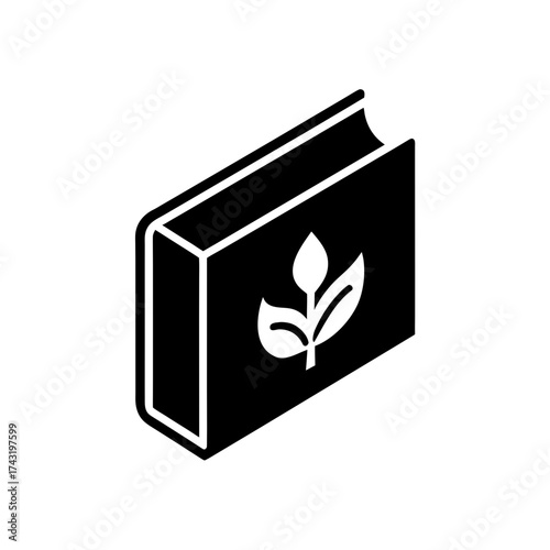 Book with a plant illustration on transparent background silhouette