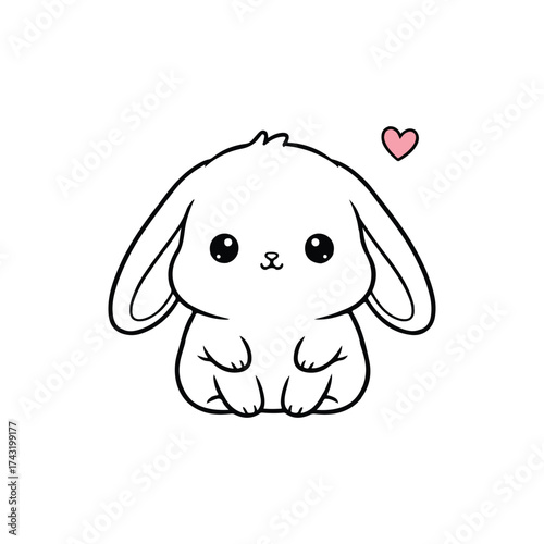 cat with heart vector illustration on white background 