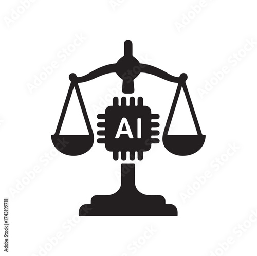 Ethical Technology Symbol – Balanced Scale and Chip Vector