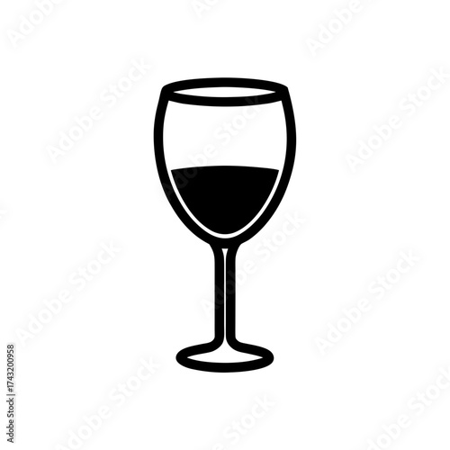 Simple wine glass illustration on transparent background silhouette