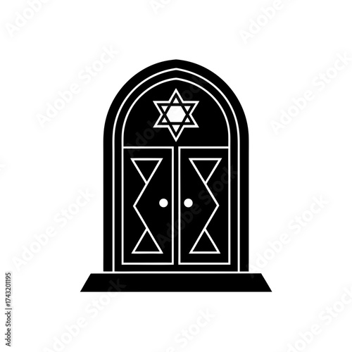 Jewish ark with star of david on transparent background silhouette