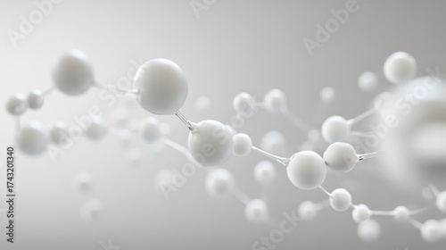 Abstract digital rendering of connected molecule spheres on white