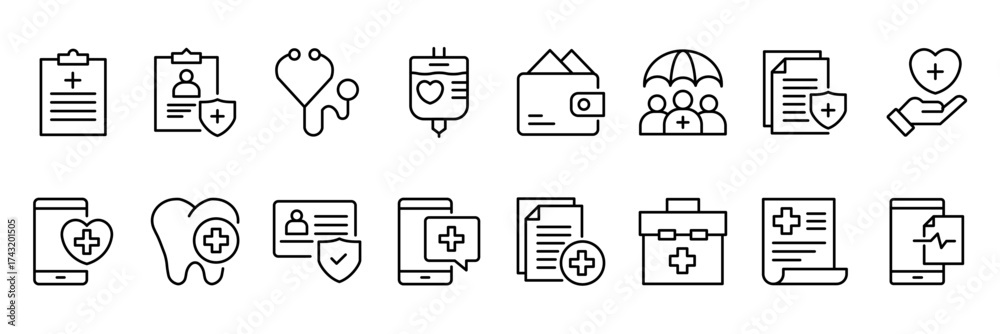 Fototapeta premium Medical protection icons collection. customizable line style. Vector Illustration.