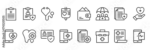 Medical protection icons collection. customizable line style. Vector Illustration.