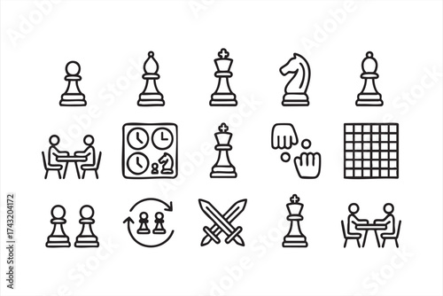 Vector Illustration of Chess Tournament and Match Symbols