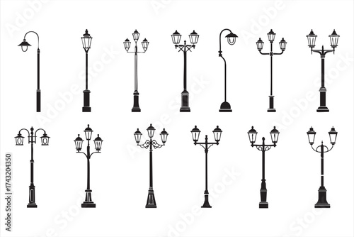 Vintage and Contemporary Lamp Post Vector Collection