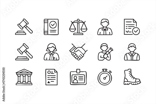 Law and Justice Icon Set Vector Illustration