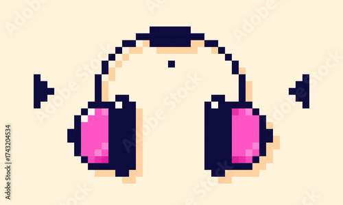 8 bit Y2K pixel headphones with audio tracks.