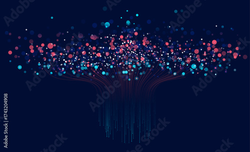 Technology background. Big data visualization concept. Information artificial neural network