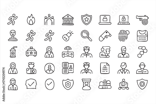 Law and Security Icon Set Vector Illustration