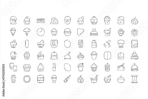 Ice Cream and Dessert Icon Set Vector Illustration