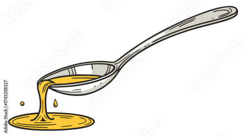Golden Honey Pour: A gleaming metallic spoon overflows with rich, golden honey, cascading onto a surface. The image highlights the beauty and purity of the natural sweetener.