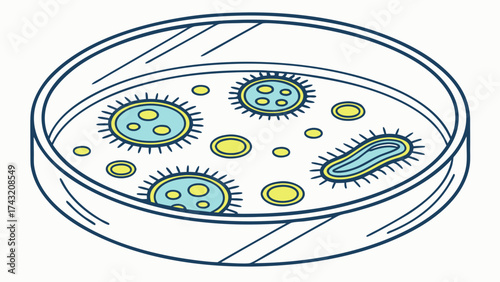 Microscopic World of Petri Dish: A close-up view of a petri dish, filled with various microorganisms in a petri dish, showcasing the fascinating intricacies of the unseen world.