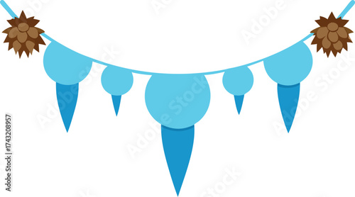 Vector snowy garland icicle illustration festive winter decoration isolated scalable eps