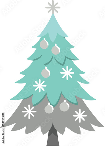Winter pine tree frosty christmas decoration vector illustration scalable eps
