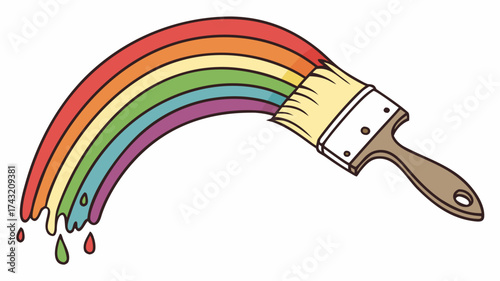Rainbow Paintbrush: A vibrant, multicolored rainbow arcs across the scene, crafted with a paintbrush. The colorful drops cascade down below, creating a symbol of art and creativity.