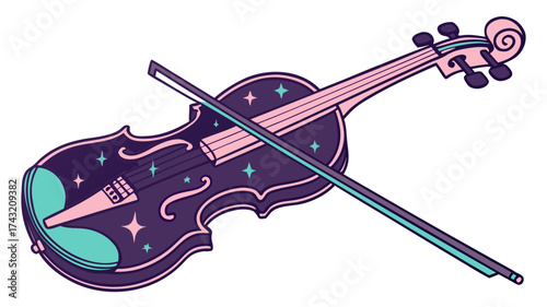 Celestial Strings: A stylized illustration of a violin, radiating a sense of magic and artistry, perfect for creatives seeking enchanting designs.