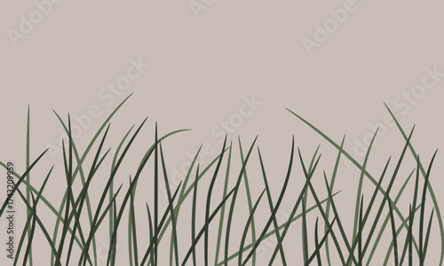  Illustration of green grasses on brown background