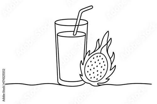 Refreshing drink with dragon fruit illustration on a simple background