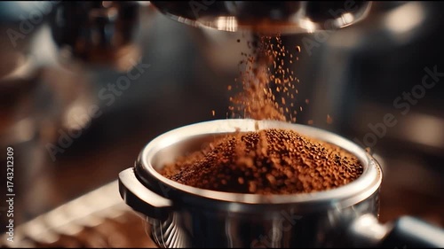  Coffee Grinding Process into Espresso Portafilter